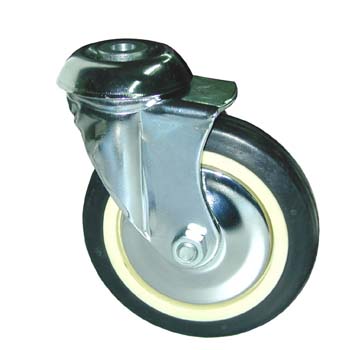 Roue En Caoutchouc Noir 120 Mm De Diamètre - Pour Poubelle, Chariot, Plateau, Axe 12 Mm