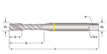 E298 - M Tarauds machine goujures hélicoidales 40º , Shark bague jaune