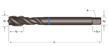 E383 - MF Tarauds machine goujures hélicoidales 40º, Shark bague bleue