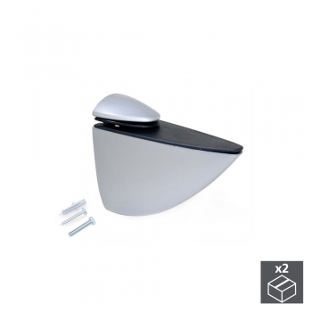 Support pour étagère en bois/verre, épaisseur 5 - 40 mm, Plastique et zamak, Gris métallisé, 2 ut.