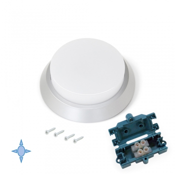 Spot LED, D. 100 mm, de surface, Lumière blanc froid, Plastique, Gris métallisé