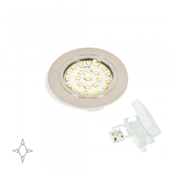 Spot LED, D. 65 mm, à encastrer, Lumière blanc natural, Plastique, Nickel satiné