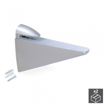 Support pour étagère en bois/verre, épaisseur 8 - 40 mm, Plastique et zamak, Gris métallisé, 2 ut.
