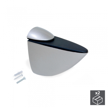 Support pour étagère en bois/verre, épaisseur 0 - 25 mm, Plastique et zamak, Gris métallisé, 2 ut.