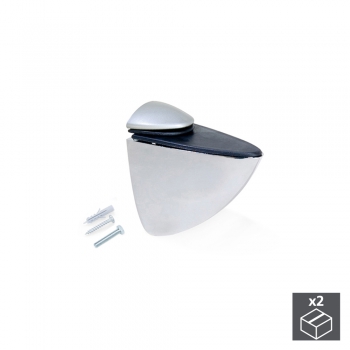 Support pour étagère en bois/verre, épaisseur 0 - 20 mm, Plastique et zamak, Gris métallisé, 2 ut.