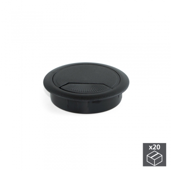 Couvercle passe-câbles, circulaire, D. 60 mm, à encastrer, Plastique, Noir, 20 ut.