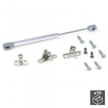 Piston pour portes relevables, force 8 kg, parcours 100 mm, avec fixation, Gris métallisé, 10 ut.