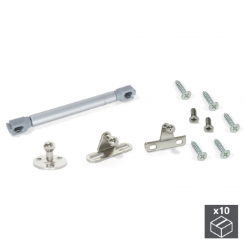 Piston pour porte abattante, force 12 kg, parcours 80 mm, avec fixation, Gris métallisé, 10 ut.