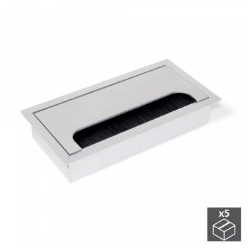 Passe-câbles table, rectangulaire, 158 x 80 mm, à encastrer, Aluminium, Anodisé mat, 5 ut.