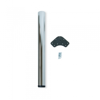 Pied pour table, D. 80 mm, réglable 710 - 740 mm, Acier, Nickel satiné