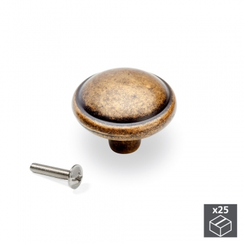 Poignée pour meuble, D. 32 mm, Zamak, Bronze, 25 ut.
