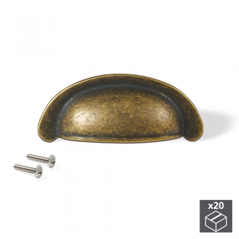 Poignée pour meuble, entraxe 64 mm, Zamak, Bronze, 20 ut.