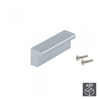 Poignée pour meuble, entraxe 64 mm, Plastique ABS, Gris métallisé, 25 ut.