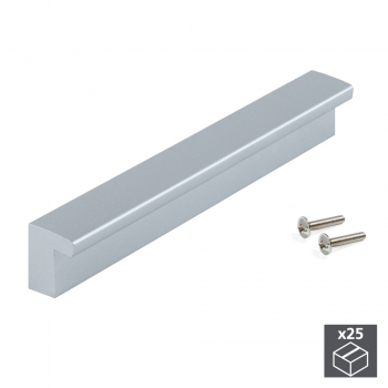 Poignée pour meuble, entraxe 160 mm, Plastique ABS, Gris métallisé, 25 ut.