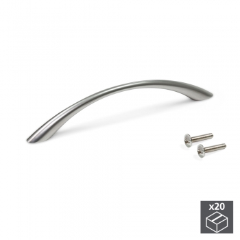 Poignée pour meuble, entraxe 128 mm, Zamak, Nickel satiné, 20 ut.