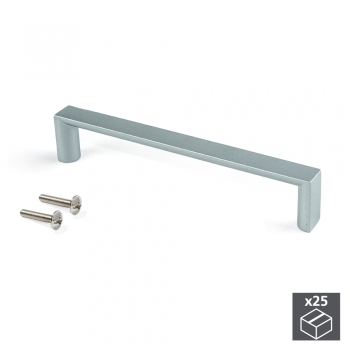 Poignée pour meuble, entraxe 128 mm, Zamak, Gris métallisé, 25 ut.