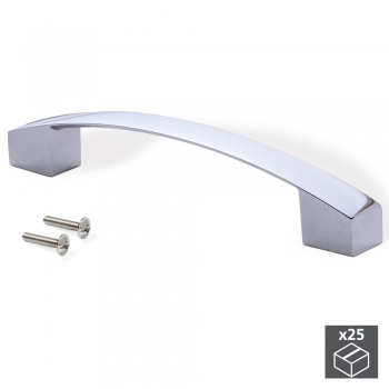 Poignée pour meuble, entraxe 128 mm, Zamak, Chromé, 25 ut.