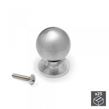 Poignée pour meuble, D. 20 mm, Zamak, Nickel satiné, 25 ut.