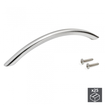 Poignée pour meuble, D. 10 mm, entraxe 160 mm, Acier, Nickel satiné, 25 ut.