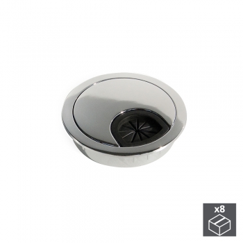 Couvercle passe-câbles circulaire, D. 60 mm, à encastrer, Zamak, Chromé, 8 ut.