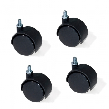 Roulettes pour caisson à tiroirs avec boulon M8, D. 40 mm, Acier et plastique, Noir, 4 ut.