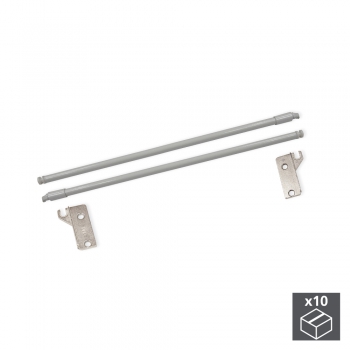 Paire de tringles de rehausse pour tiroir Ultrabox, D. 10 mm, prof. 350 mm, Acier, Gris métallisé, 10 ut.