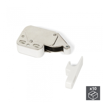 Fermeture pour meubles, Acier et plastique, Blanc, 10 ut.