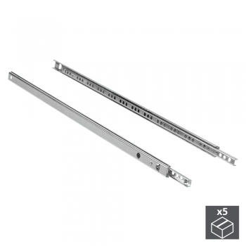 Paire de coulisses pour tiroirs, à billes, 17 x 438 mm, sortie partielle, Zingué, 5 ut.