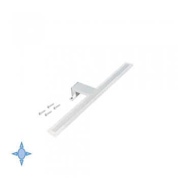Applique LED pour miroir de salle de bain, 300 mm, IP44, Lumière blanc froid, Aluminium et plastique, Chromé