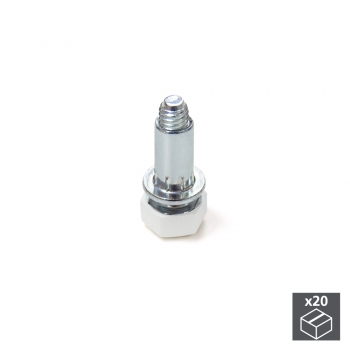 Vérin de réglage pour pied de meuble, hexagonale, M6, Réglage 18 mm, Acier et plastique, 20 ut.