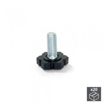 Vérin de réglage pour pied de meuble, hexagonale, M6, hauteur 20 mm, Acier et plastique, 20 ut.