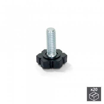 Vérin de réglage pour pied de meuble, hexagonale, M6, hauteur 25 mm, Acier et plastique, 20 ut.