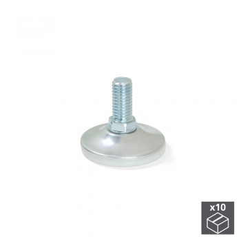 Vérin de réglage pour pied de meuble, circulaire, M10, D. 43 mm, hauteur 37 mm, Acier et plastique, 10 ut.
