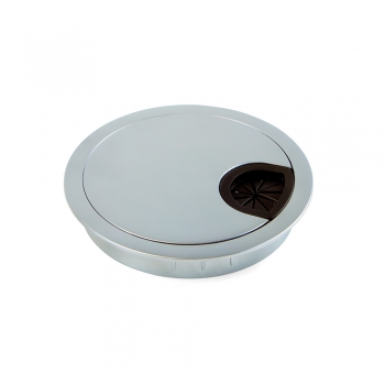 Couvercle passe-câbles circulaire, D. 80 mm, à encastrer, Zamak, Chromé mat