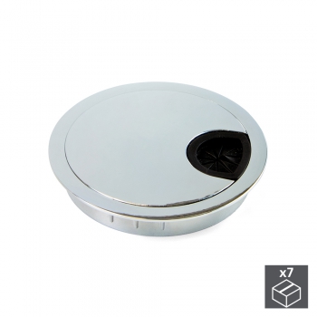 Couvercle passe-câbles circulaire, D. 80 mm, à encastrer, Zamak, Chromé, 7 ut.