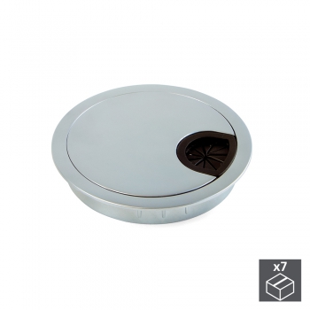 Couvercle passe-câbles circulaire, D. 80 mm, à encastrer, Zamak, Chromé mat, 7 ut.