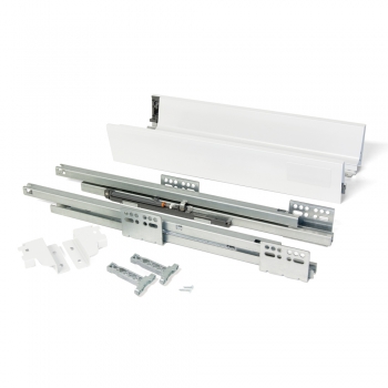 Kit de tiroir pour cuisine Vantage-Q, hauteur 83mm, prof. 350mm, fermeture amortie, Acier, Blanc