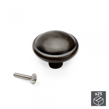 Poignée pour meuble, D. 32 mm, Zamak, Noir, 25 ut.