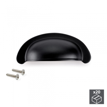 Poignée pour meuble, entraxe 64 mm, Zamak, Noir, 20 ut.