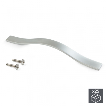 Poignée pour meuble, entraxe 128 mm, Zamak, Chromé mat, 25 ut.