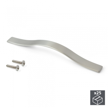 Poignée pour meuble, entraxe 128 mm, Zamak, Nickel satiné, 25 ut.