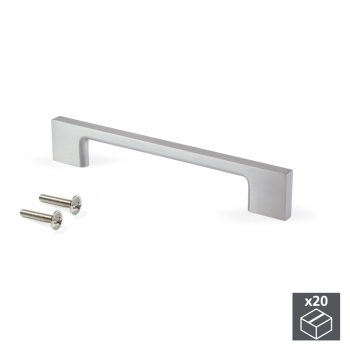 Poignée pour meuble, entraxe 128 mm, Zamak, Nickel satiné, 20 ut.