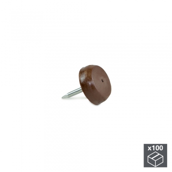 Patin pour meubles, avec goupille, D. 14.5 mm, Acier et plastique, Marron, 100 ut.