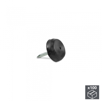 Patin pour meubles, avec goupille, D. 14.5 mm, Acier et plastique, Noir, 100 ut.