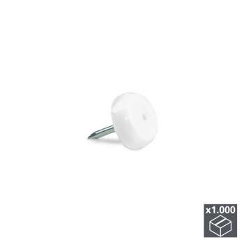 Patin pour meubles, avec goupille, D. 14.5 mm, Acier et plastique, Blanc, 1.000 ut.