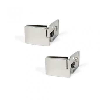 Jeu de charnières pour porte en verre, central, épaisseur 4 - 5 mm, Zamak, Chromé brilliant
