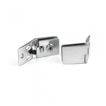Jeu de charnières pour porte en verre, central, épaisseur 4 - 5 mm, Zamak, Chromé mat