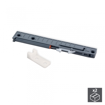 Mécanisme de fermeture amortie pour tiroir avec coulisses à roulettes, 250 - 300 mm, Plastique, Gris