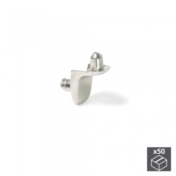 Support pour étagère en bois, avec 2 goujons, D. 5 mm, Zamak, Nickelé, 50 ut.