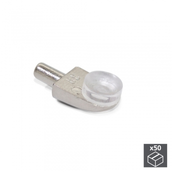 Support pour étagère en verre, D. 5 mm, Plastique et zamak, Nickelé, 50 ut.